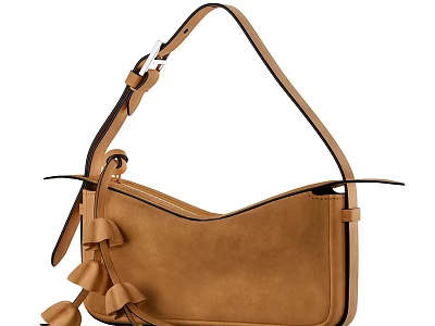 Brown Suede Handbag With Tassel Detail And Shoulder Strap Design 3d model