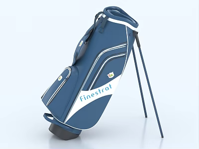 High Quality Blue Golf Bag With White Stripes And Tripod Stand By Finestrict 3d model