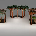 Outdoor Wooden Pergola Designs With Climbing Vines And Garden Tables And Chairs