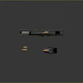 Tan And Silver Metal Pistol With Detachable Magazine On Black Surface