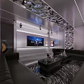 Modern KTV Room Interior With Sofas Lighting And Decor 3d model