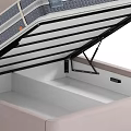Modern Minimalist Double Bed With Pink Upholstered Headboard And White Mattress