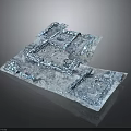 Ancient Building Ruins 3D Model With Blue Brick Stone And Square Structure Design