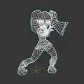 Woman With Pink Pigtails Flower Hair Accessory Blue Top And Dark Pants In Fighting Stance