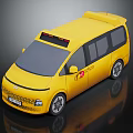 Yellow Taxi Van With Modern Design Roof Warning Light And TAXI Sign