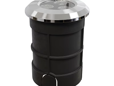 Public Facility Black Trash Bin With Silver Top Lid And Sturdy Design For Public Use 3d model