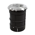 Public Facility Black Trash Bin With Silver Top Lid And Sturdy Design For Public Use