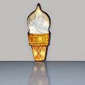 Deluxe Ice Cream Shop Frosted Glass Swing Door With Decorative Design Elements