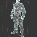 Game Movie Character 3D Model With Red Black Combat Armor And Tactical Gear
