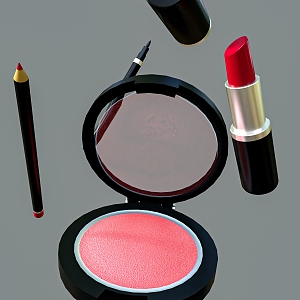 Lipstick Blush Lip Liners Eyeliner Cosmetics 3d model