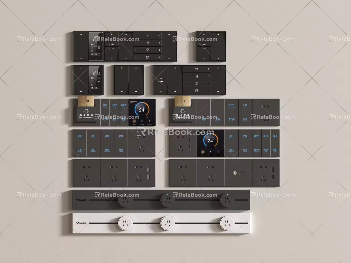 Modern socket rail kitchen switch mobile switch 3d model