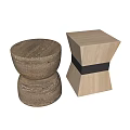 Stylish Wooden Side Tables Round and Square with Natural Wood Grain and Black Band Details