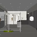 Modern Clothing Store Interior With Clothing Racks Display Clothes Mirrors And Seating Area