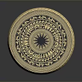 Intricately Carved Sculpted Decorative Box With Gold Blue Patterns And Handles