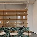 Elegant Modern Sales Office Bar Space With Marble Counter Stylish Stools And Exquisite Display Shelves