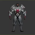 Fantasy Warrior Character With Intricate Silver Red Armor And Muscular Build