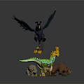 Vibrant Fantasy Animal 3D Models Featuring Mythical Bird Dragon And Small Creatures