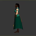 Women's Green Traditional Dress With Decorative Belt And Classic Design For Daily Use