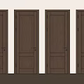 Classic Brown Wooden Hinged Doors With Carved Patterns For Interior Design 3d model