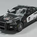 Police Utility Vehicle With Roof Lights FIRESUIT Logo Number 001 Black And White Sedan Design
