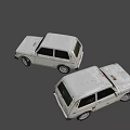 Vintage White SUV Models Displayed From Different Angles On Gray Background
