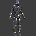 Futuristic Sci Fi Warrior Character With Black Silver Armor And Detailed Patterns Helmet Design