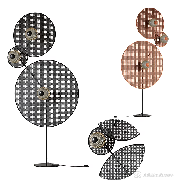 Modern Artistic Floor Lamp With Circular Mesh Structure And Black Brown Design 3d model