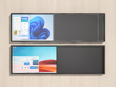 Modern Wall Mounted Dual Smart Screens With Display Interfaces Design 3d model