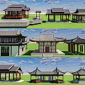 Traditional Chinese Ancient Pavilions With Diverse Roof Styles And Curved Eave Designs
