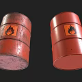 Industrial Equipment Red Oil Drums With Flame Warning Signs For Industrial Storage Containers