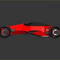 Red Futuristic Race Car With Black Wheels And Sleek Modern Design