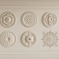 Gypsum lamp panel carved lamp panel chandelier base round lamp panel gypsum component 3d model