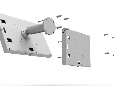 Durable Metal Phone Mount Components with Bracket Screws and Installation Parts 3d model