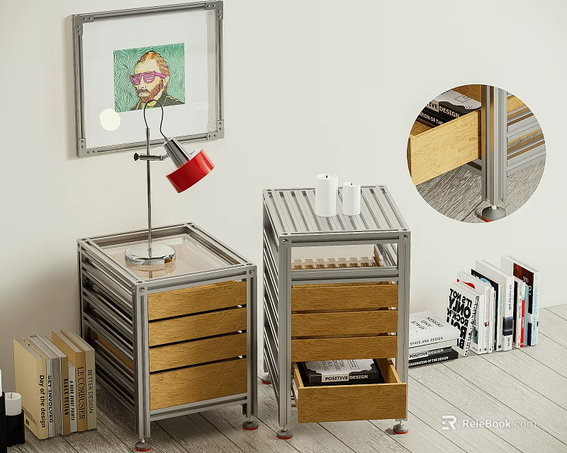 Modern Entryway Side Cabinet With Wooden Drawers Metal Frame And Storage Space 3d model 