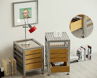 Modern Entryway Side Cabinet With Wooden Drawers Metal Frame And Storage Space 3d model
