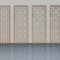 Elegant Modern Lattice Hinged Doors With Metal Frame Four Panel Floor Reflection 3d model