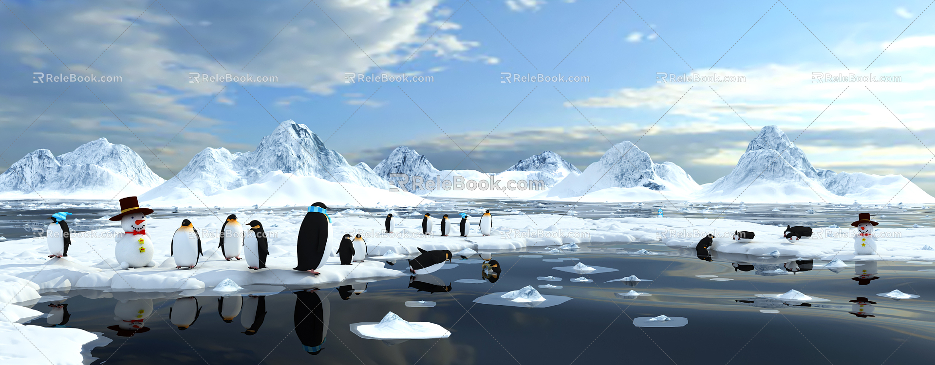 Modern Snow Mountain Penguin 3d model