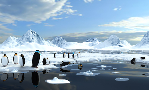 Modern Snow Mountain Penguin 3d model