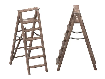 Wooden Foldable Stairs Design With Durable Structure For Home Use 3d model