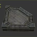 Futuristic Sci Fi Platform With Blue Accented Edges And Metallic Tile Design 3d model