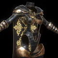 Intricate Black And Gold Armor With Ornate Patterns Metallic Texture And Leather Details