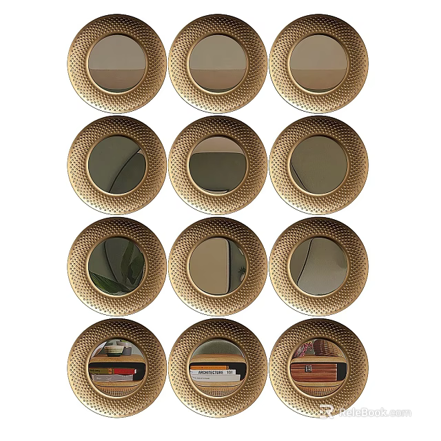 Golden Circular Wall Decor With Geometric Pattern For Modern Home Interior 3d model