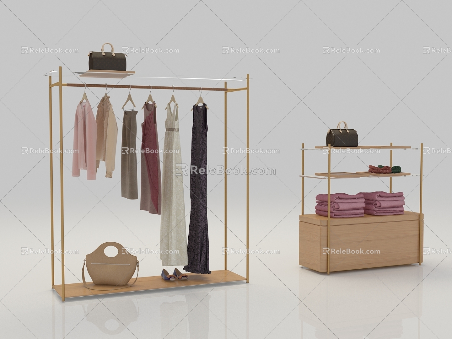 Modern Simple Nakajima Hangtong Hanging Rack Clothes Clothing Store 3d model