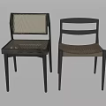 Modern Style Leisure Chairs With Woven Design And Dark Wooden Frames