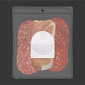 Sliced Meats In Transparent Plastic Container With Sausage Ham And Label