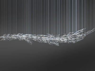 Modern Crystal Chandelier Featuring Hanging Slender Lines and Irregular Crystal-like Bottom Design 3d model