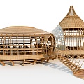 wooden house wooden tent tent camp tree house wooden structure building wooden restaurant building 3d model