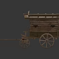 Traditional Wooden Horse-Drawn Carriage With Spoked Wheels Wooden Roof And Door Panels