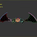 Black Bat Wing Shaped Weapon with Skull Decor and Reflective Metal Blade Design