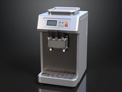 Stainless Steel Commercial Ice Cream Machine With Digital Display Double Spouts And Drip Tray 3d model